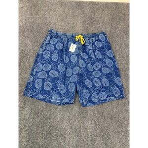 NWT Capelle Hybrid Swim Trunks Mens Long Blue Pineapple Print Drawstring 3XL